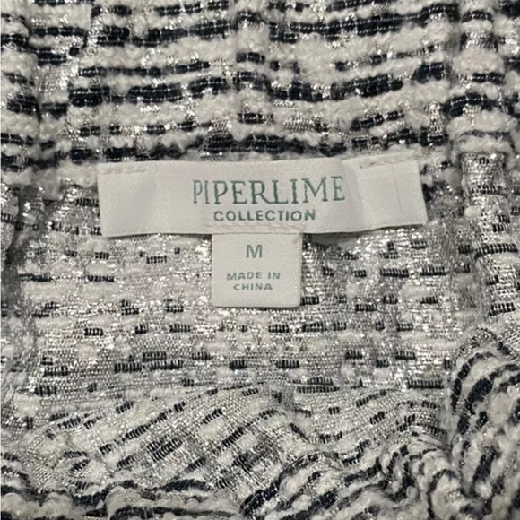 Piperlime Skirt Black Silver Tweed Women’s Sz Medium Textured Bunch Waist - Picture 8 of 10